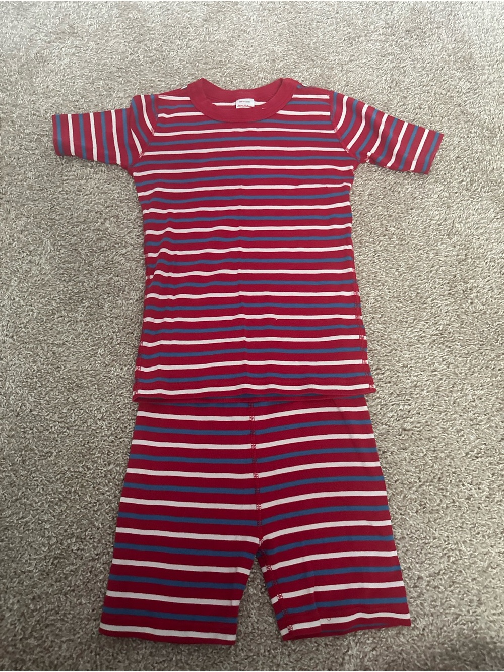 Hanna Andersson Red, Blue & White Striped Short Sleeve Tee Set